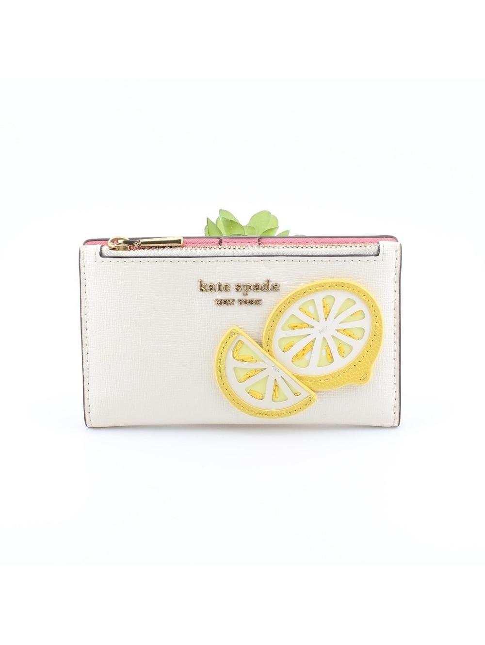Kate Spade New York Lemon Appliqué Zip Bifold Wallet